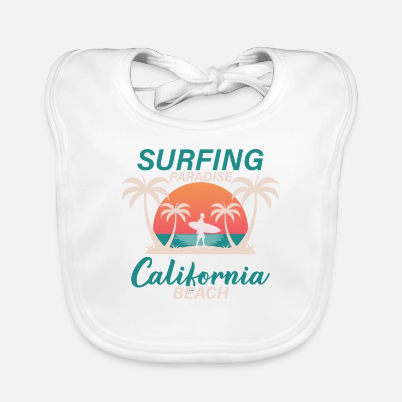 Surfer en Californie - Bavoir bio Bébé - blanc