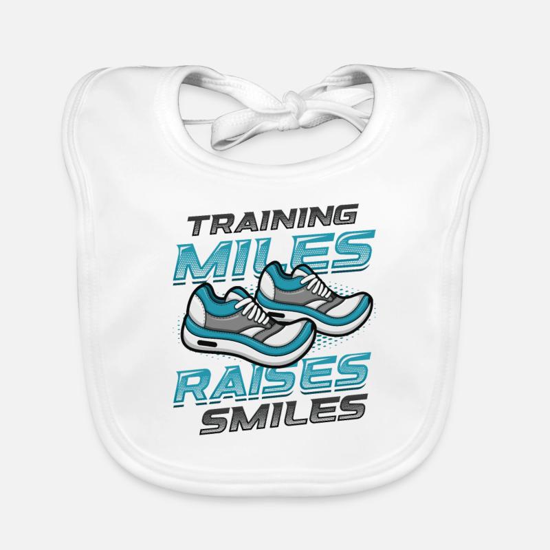 Training Miles, Raises Smiles, Marathon Running Organic Baby Bibs