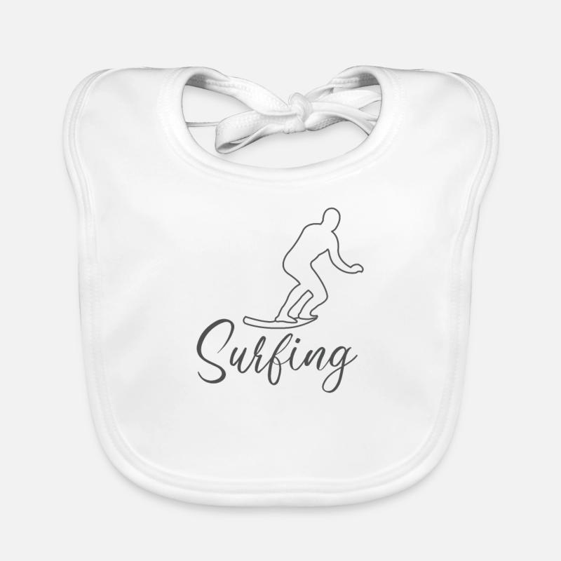 Surfing Surfer comic style Organic Baby Bibs