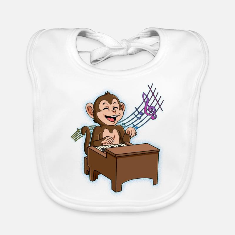 Monkey Piano Player Organic Baby Bibs