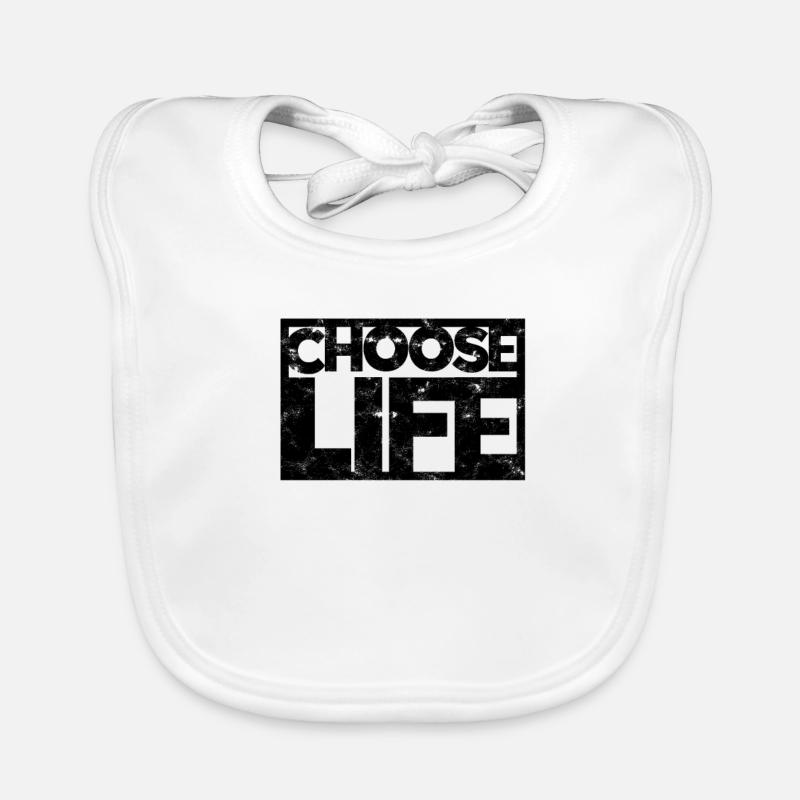 CHOOSE LIFE 80s Retro - Motivation Baby Bio-Lätzchen