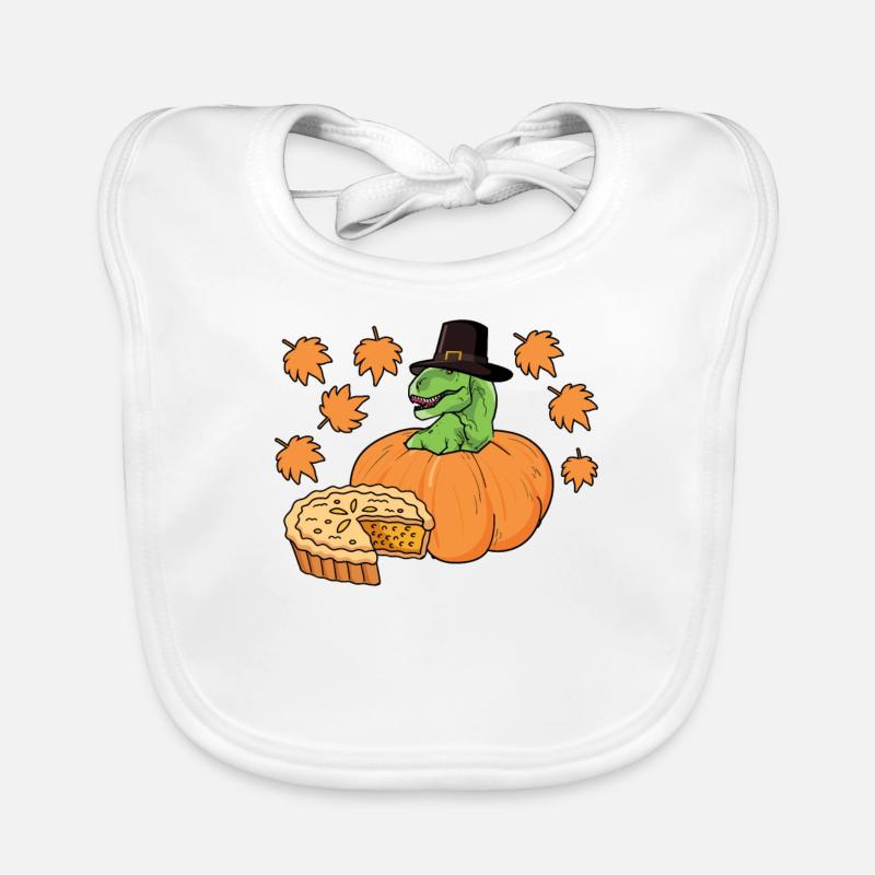 Pilgrim Trex Dinosaur Pumpkin Pie Thanksgiving Organic Baby Bibs