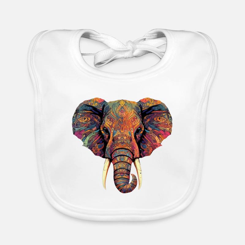 Bunter Elephantenkopf Baby Bio-Lätzchen