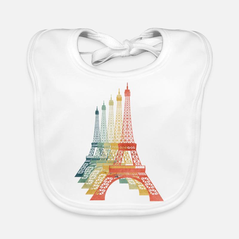 Eifel Tower Retro Vintage Color Organic Baby Bibs