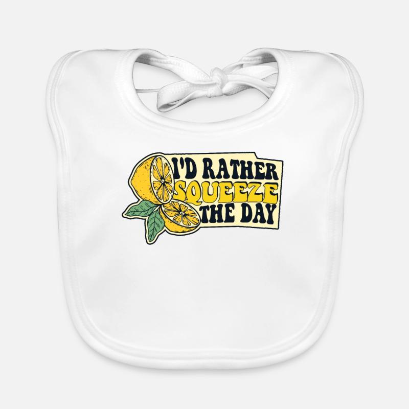 I'd Rather Squeeze The Day Lemonade Lover Organic Baby Bibs