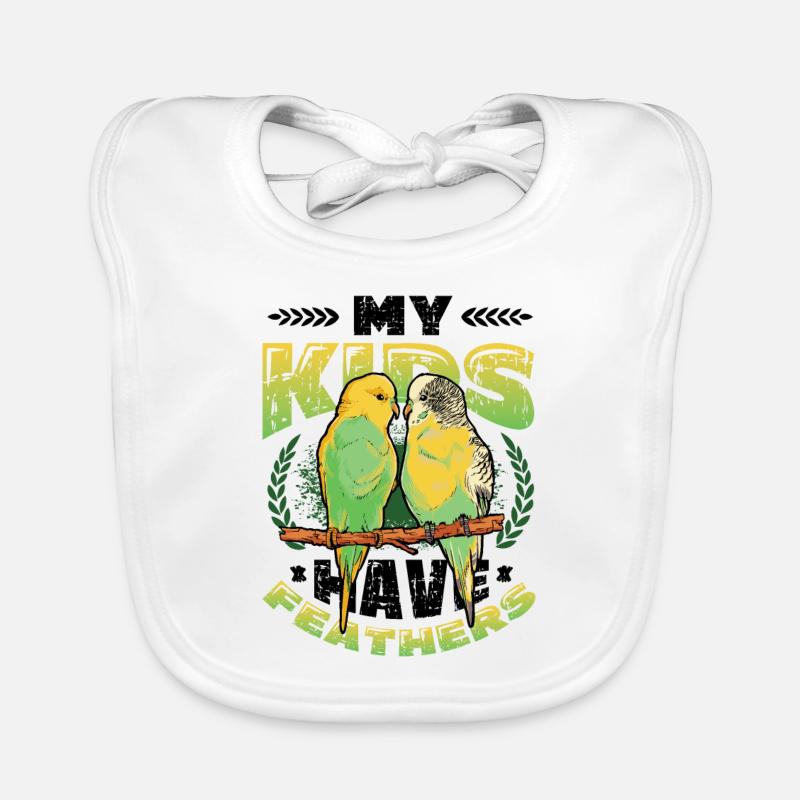 My children have feathers, budgie, bird Organic Baby Bibs