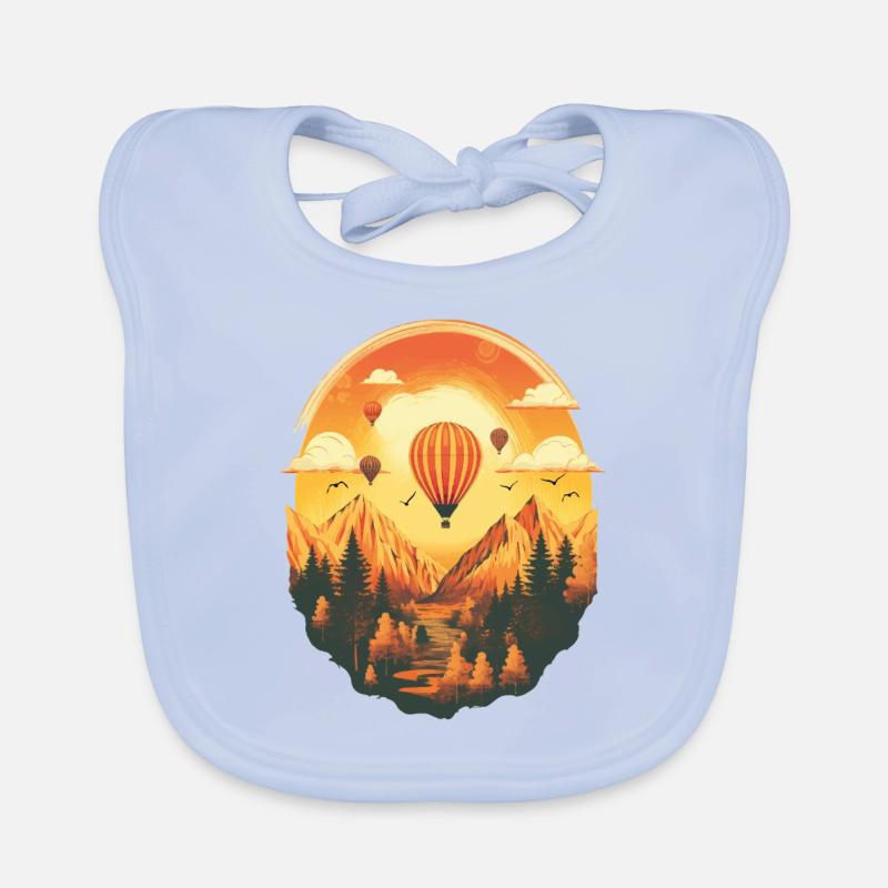 Ballon de feu volant avec coucher de soleil Bavoir bio Bébé