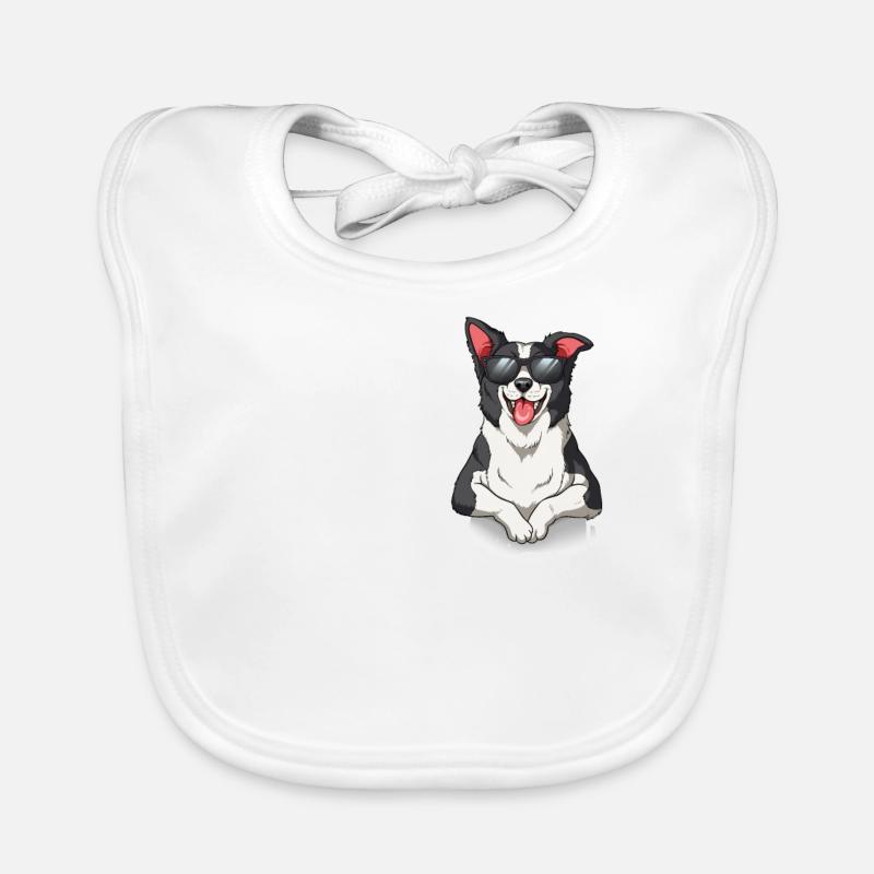 Amour Border Collie - Bavoir bio Bébé - blanc