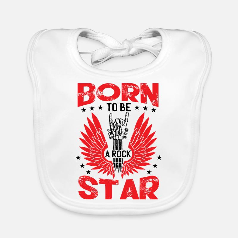 Born To Be A Rock Star | Guitar Player Organic Baby Bibs