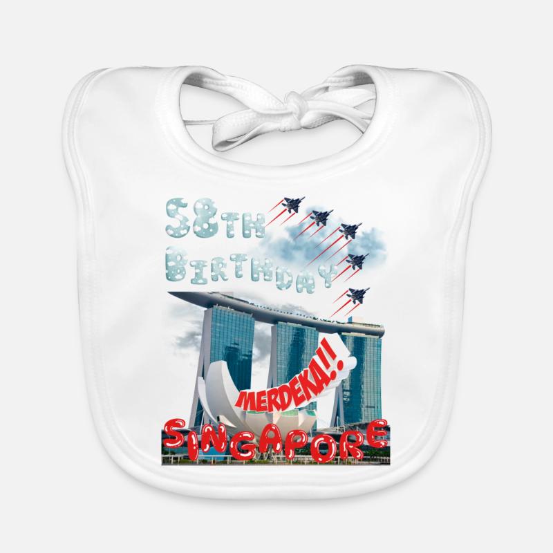 SINGAPURER NATIONALFEIERTAG, 58. GEBURTSTAG Baby Bio-Lätzchen
