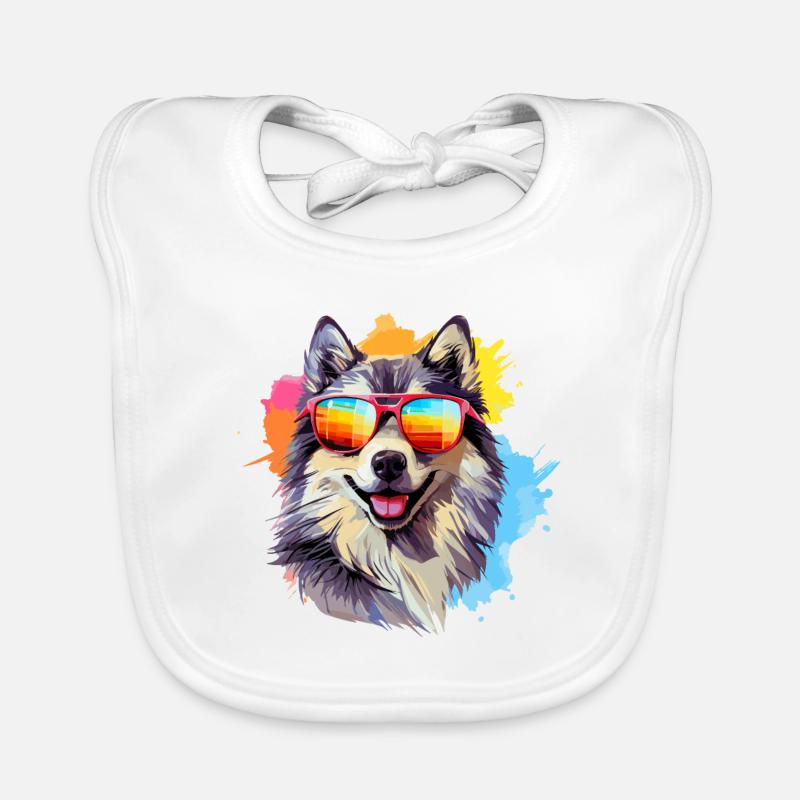 Bunter Alaskan Malamute Hund mit Sonnenbrille Baby Bio-Lätzchen