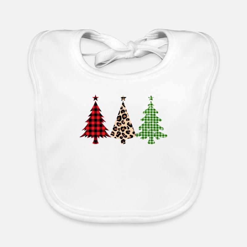 Joyeux Noël Buffalo Trees Leopard Plaid Print Bavoir bio Bébé