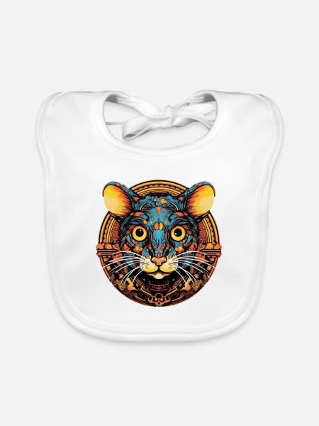 Cheddar Cheese Mouse - Organic Baby Bibs - white - Front