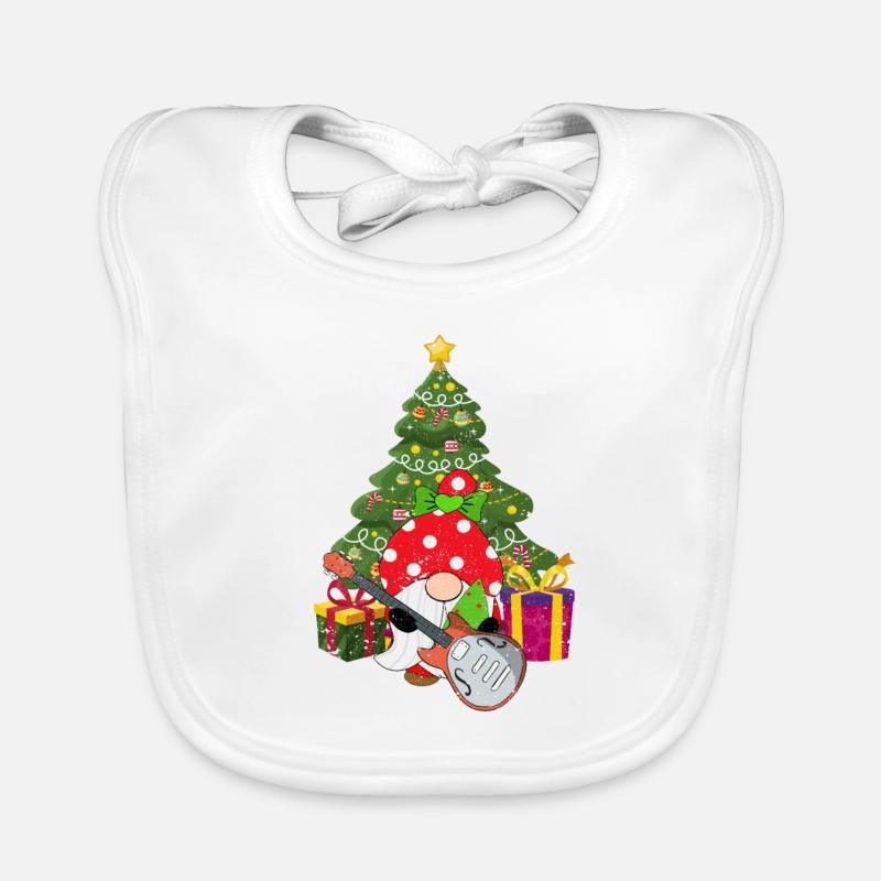Guitariste Basse Gnome Funny Christmas Tree Bavoir bio Bébé