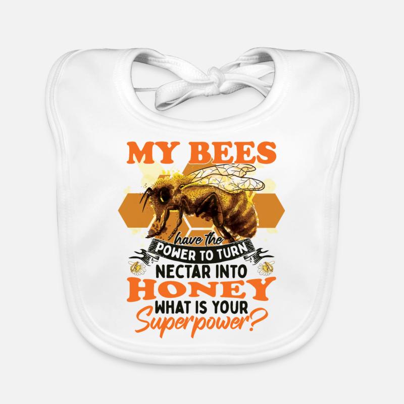 Bees Saying Nectar Organic Baby Bibs