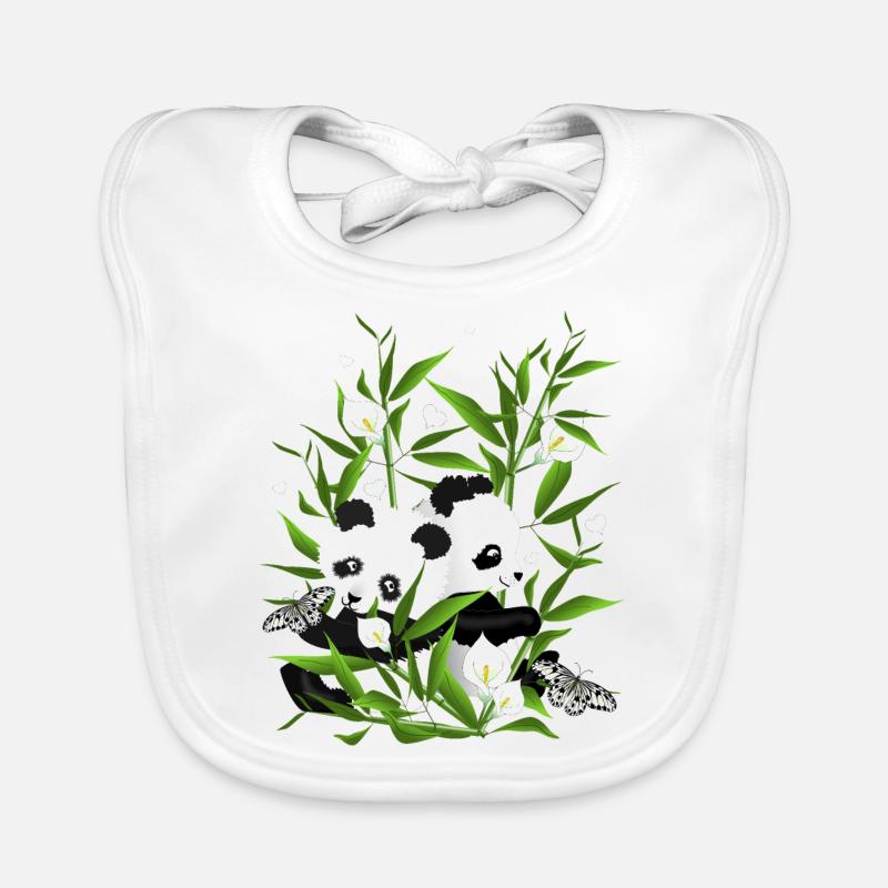 Bébés pandas dans le champ de bambou Bavoir bio Bébé