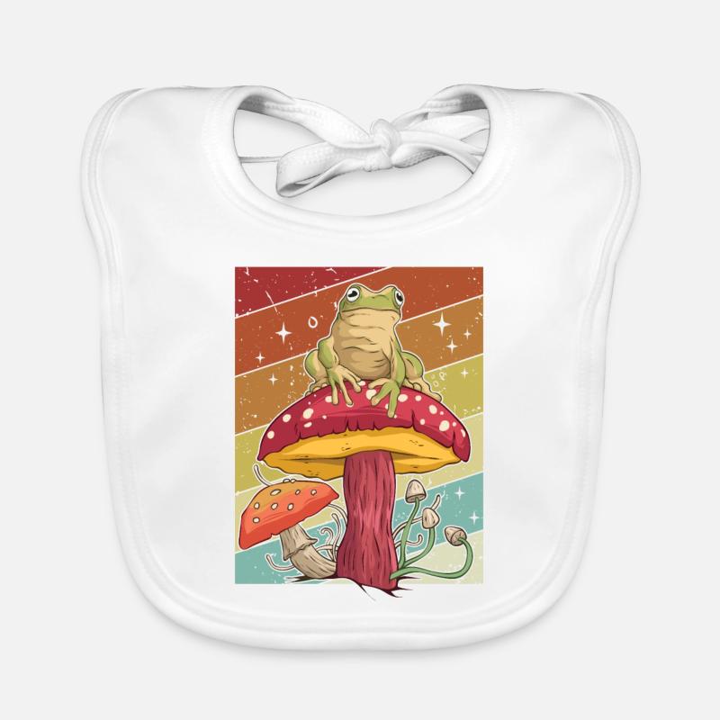 Retro Identification Picking Foraging Mushroom Organic Baby Bibs