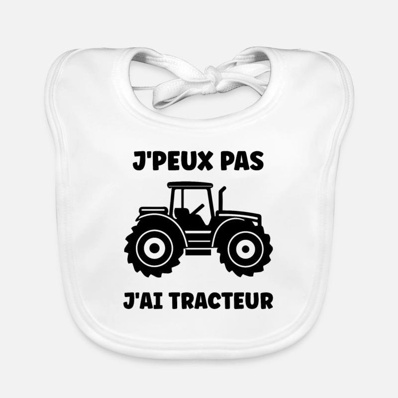 tracteur - Bavoir bio Bébé - blanc
