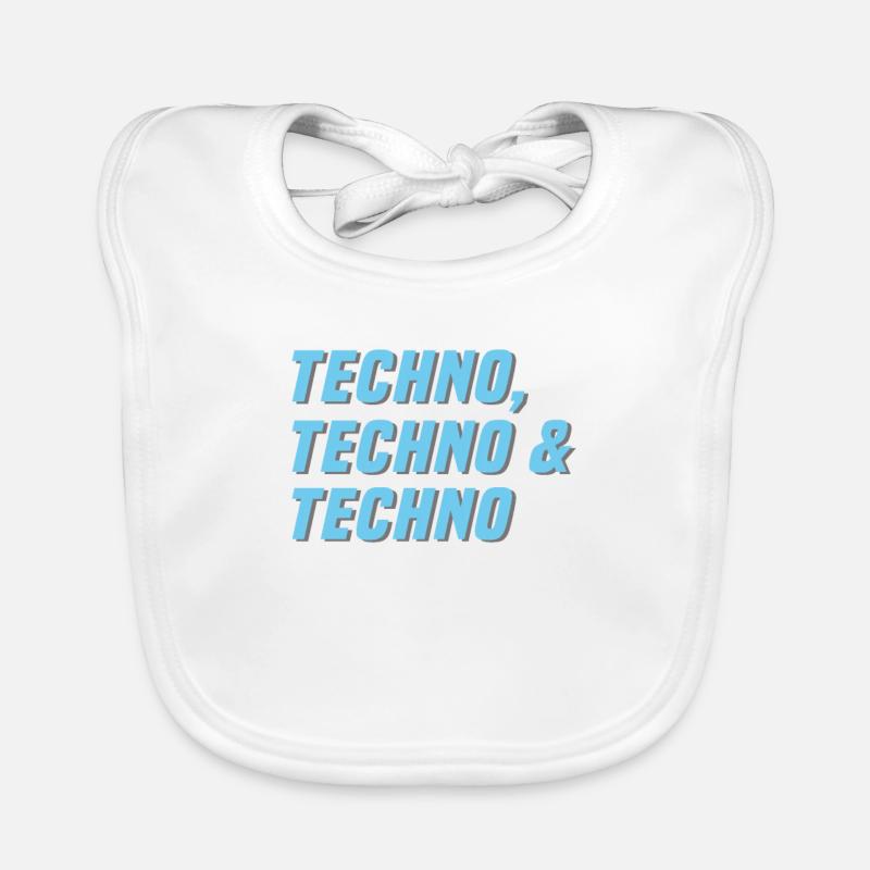 Techno Techno Techno - Organic Baby Bibs - white