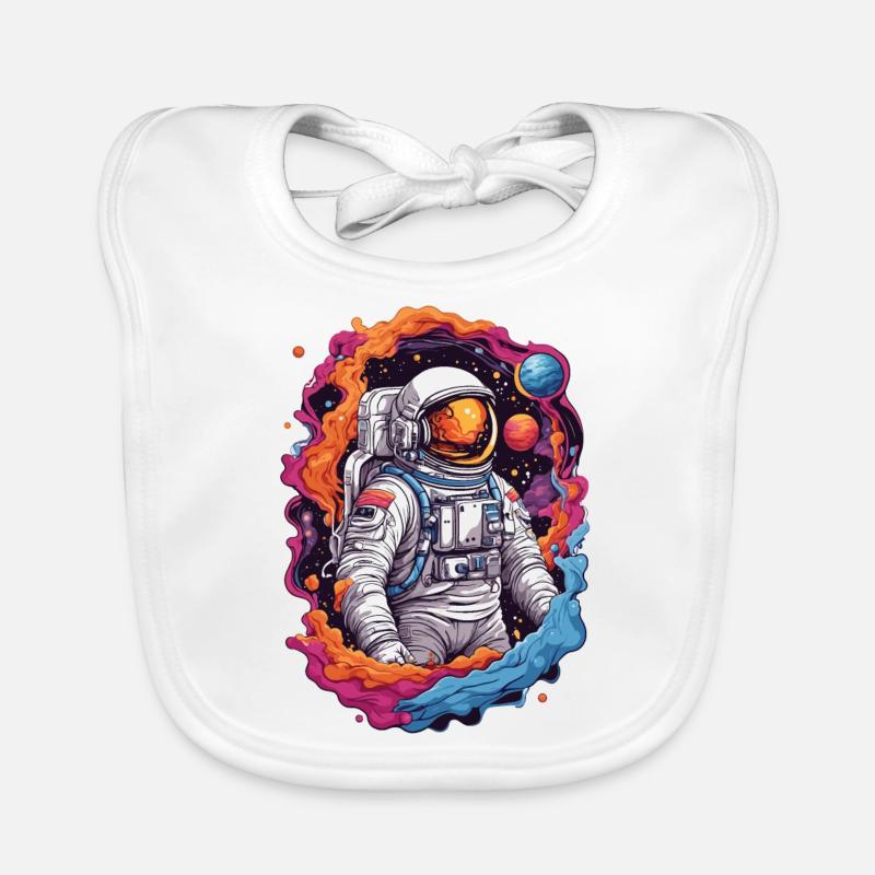 Space Astronaut Design Stars and Planets Organic Baby Bibs
