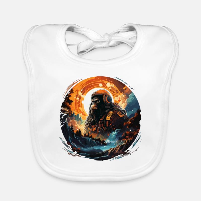 Animal in Outer Space - Monkey, Ape Gorrila Astron Organic Baby Bibs