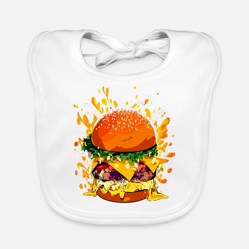 Extravaganter Cheeseburger mit Käse Splatter Baby Bio-Lätzchen