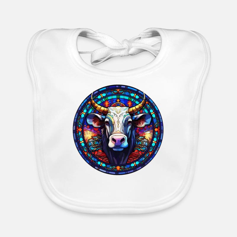 J’adore l’art de la vache et du vitrail Bavoir bio Bébé