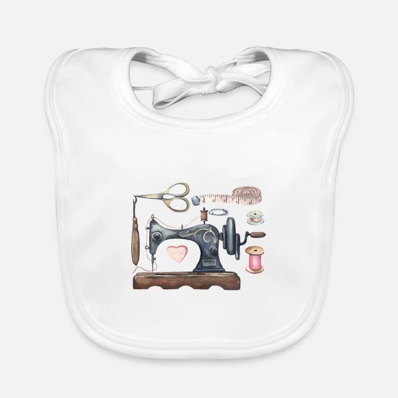 Je vais à la salle de couture à mon - Bavoir bio Bébé - blanc