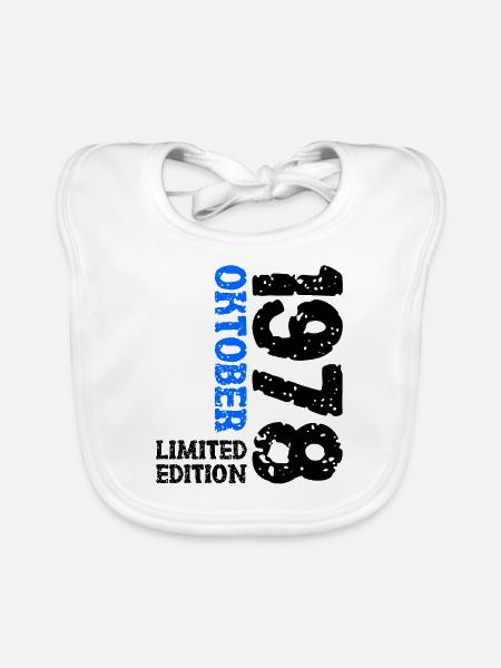 1978 Oktober Limited Edition 45. Geburtstag Deko - Baby Bio-Lätzchen - Weiß - Vorne