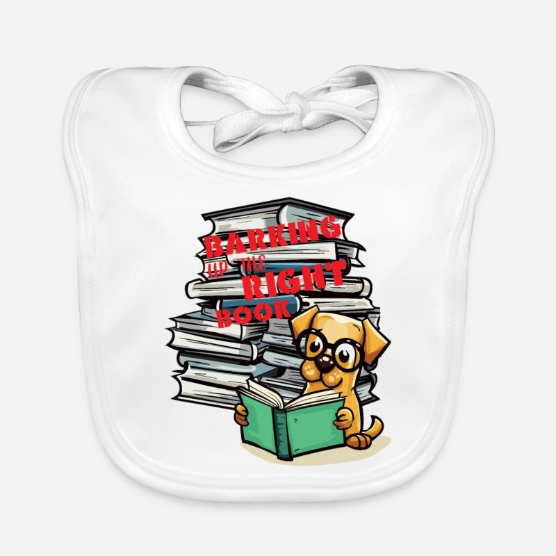 Dog reading books - Barking up the right book Organic Baby Bibs