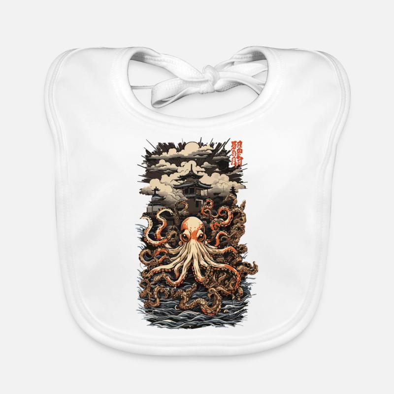 Ukiyo-e Octopus Japanese Octopus Art Design Organic Baby Bibs