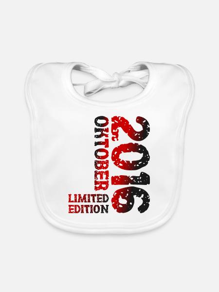 2016 Oktober Limited Edition 7. Geburtstag Deko - Baby Bio-Lätzchen - Weiß - Vorne