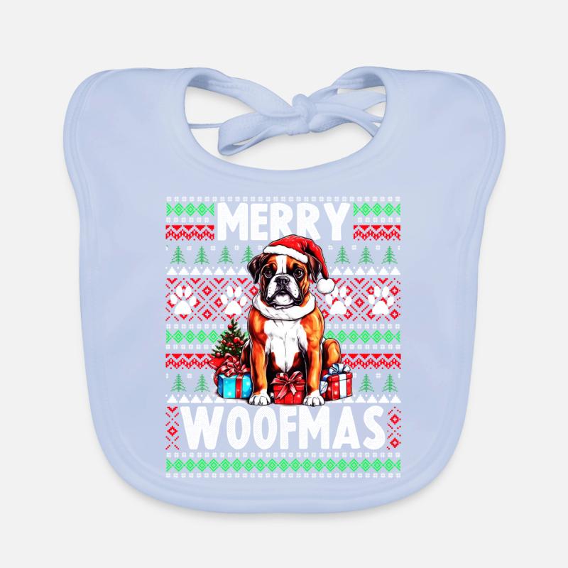 Pull de Noël moche Boxer Dog - Chien de Noël Bavoir bio Bébé