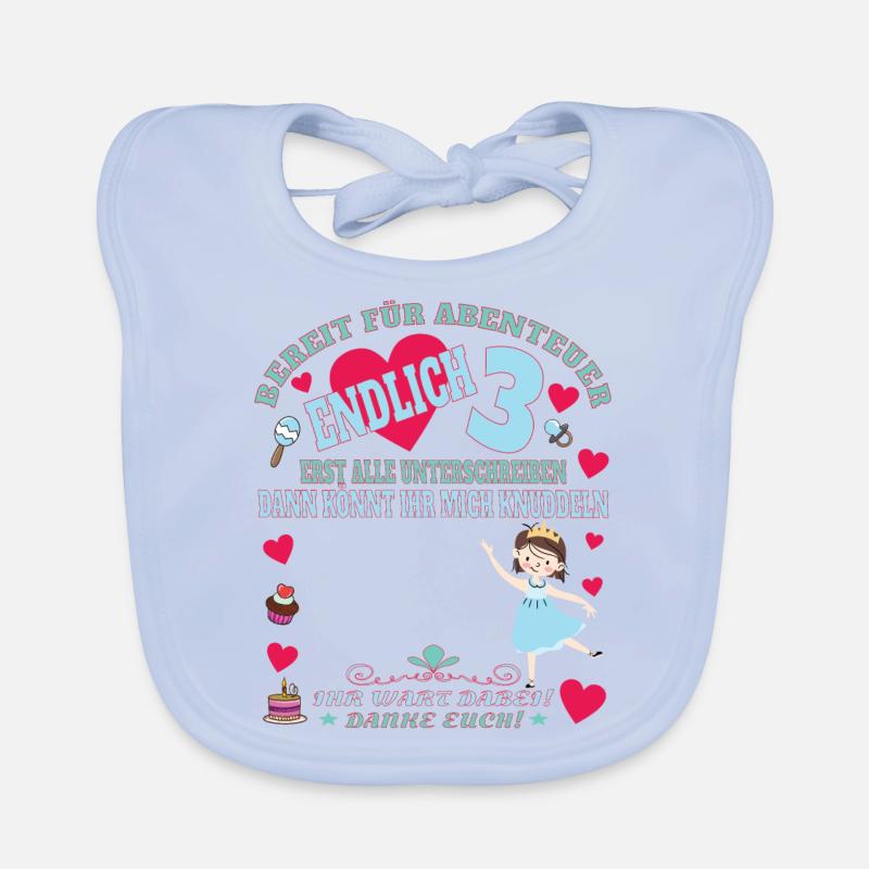 3. Geburtstag Mädchen & Junge Gästebuch Baby Bio-Lätzchen