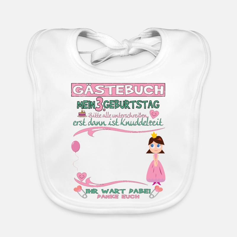 3. Geburtstag Mädchen & Junge Gästebuch Baby Bio-Lätzchen