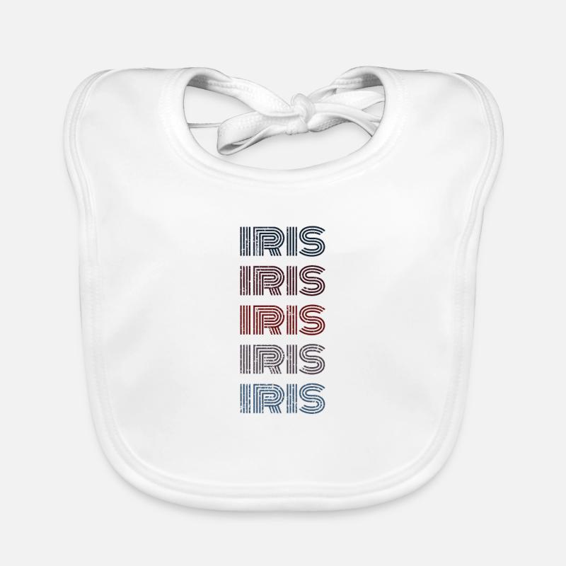70s Retro Name Vintage Personalized Iris Organic Baby Bibs