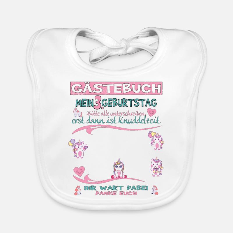 3. Geburtstag Mädchen & Junge Gästebuch Baby Bio-Lätzchen