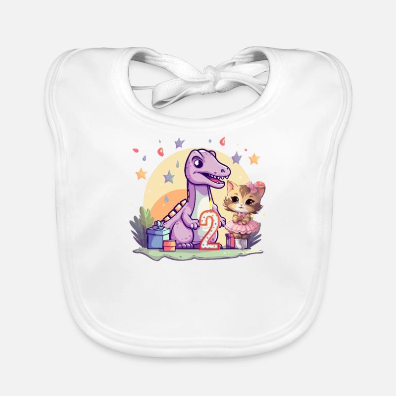 Mädchen Ballett-Dinosaurier Katze 2 Jahre alt 2 - Baby Bio-Lätzchen - Weiß