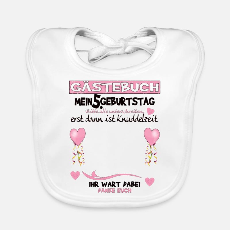 5. Geburtstag Mädchen & Junge Gästebuch Baby Bio-Lätzchen