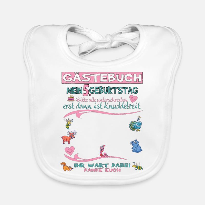 5. Geburtstag Mädchen & Junge Gästebuch Baby Bio-Lätzchen