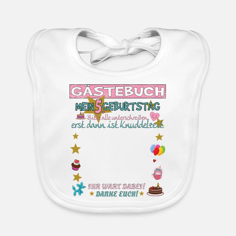 5. Geburtstag Mädchen & Junge Gästebuch Baby Bio-Lätzchen