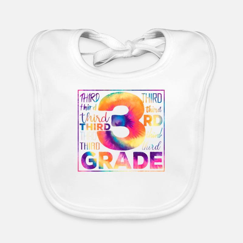 Tie Dye 3rd Grade Third Typography Team Students Organic Baby Bibs