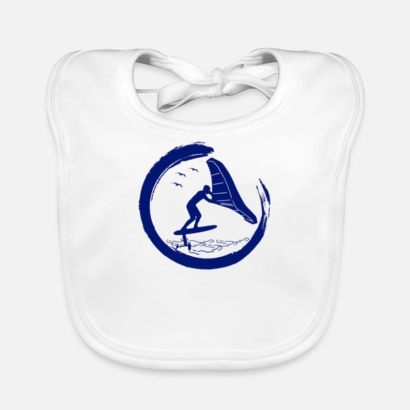 Wingfoil Surfer Wingfoiling Hydrofoil Wing-Foiling - Bavoir bio Bébé - blanc