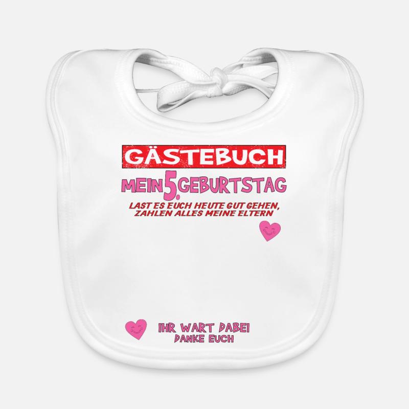 5. Geburtstag Mädchen & Junge Gästebuch Baby Bio-Lätzchen