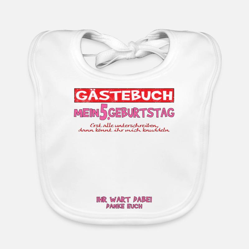 5. Geburtstag Mädchen & Junge Gästebuch Baby Bio-Lätzchen