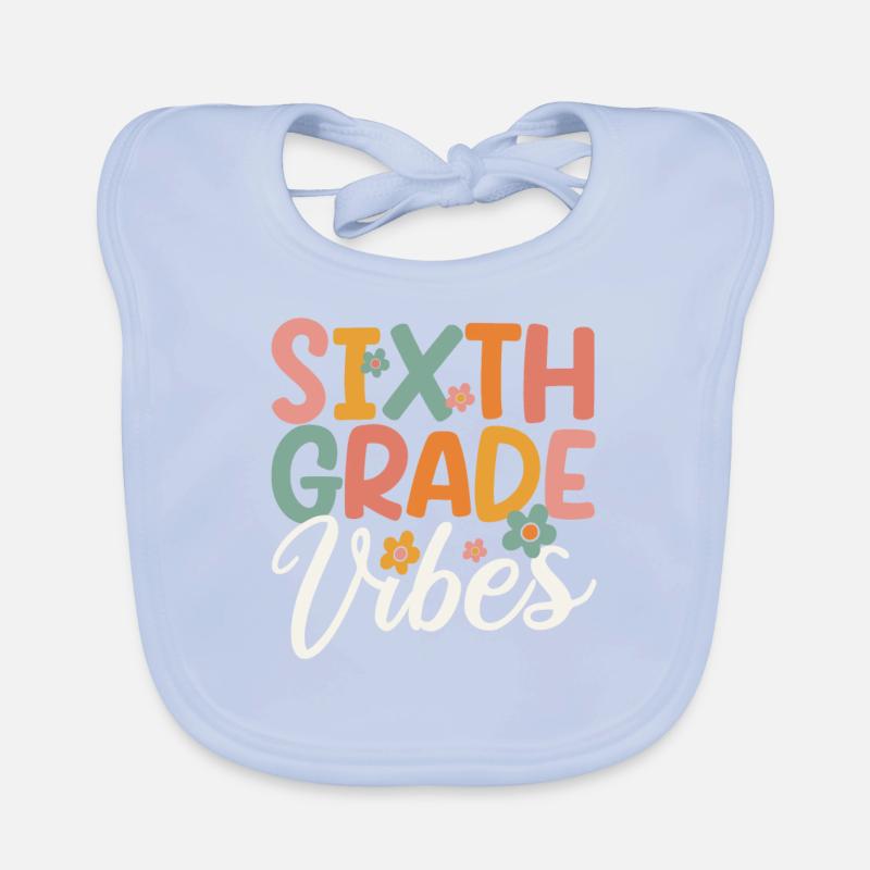 Sixth Grade Vibes 6th Grade Team Retro 100. Organic Baby Bibs