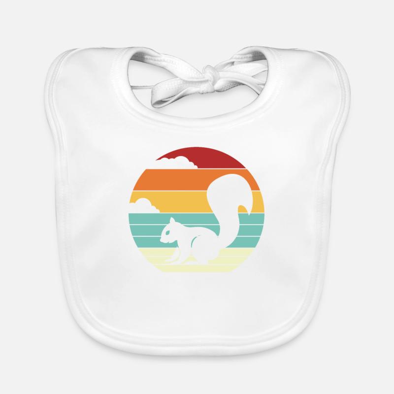 Retro Grey Squirrel Fox Squirrel Organic Baby Bibs