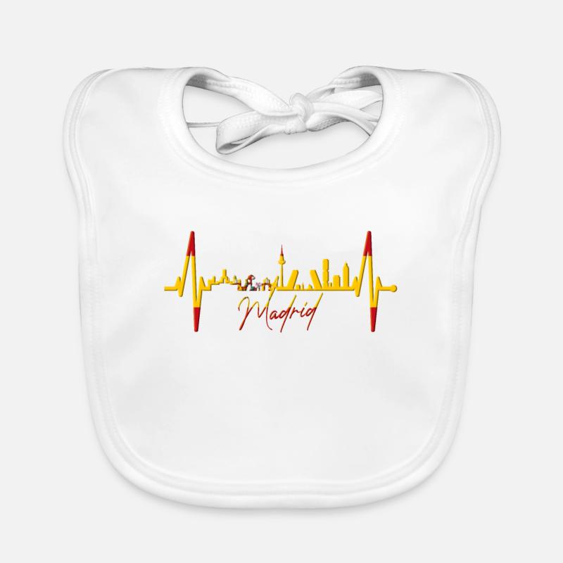 Madrid Skyline Heartbeat Spain Silhouette Pulse Organic Baby Bibs