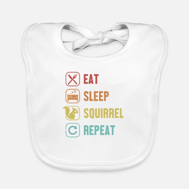 Eat Sleep Squirrel Repeat Squirrel Grey Squirrel Organic Baby Bibs