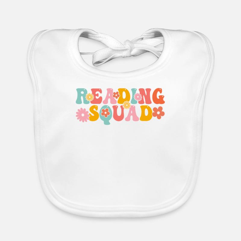 Reading Squad Retro Groovy Funny 100th Day Organic Baby Bibs